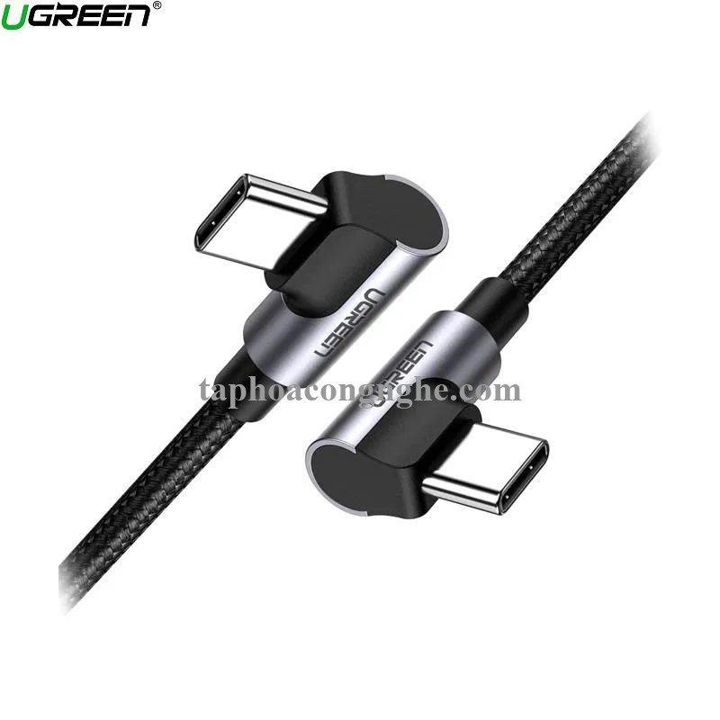 Ugreen 70528 0.5M PD 3A 20v 60W 2 đầu bẻ góc 90 độ cáp USB type C ra USB type C đầu nhôm mạ nickel chống nhiễu US323 30070528